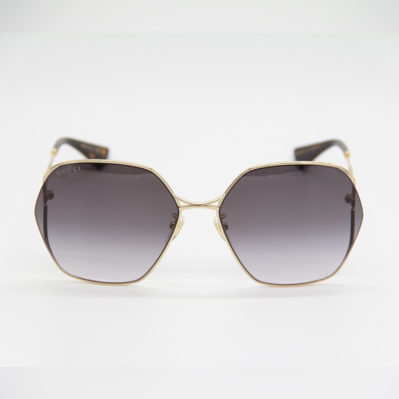 NEW GUCCI GOLD GREY SUNGLASSES GG0818SA 001 ROUND GUCCI EYEWEAR - Picture 3 of 14